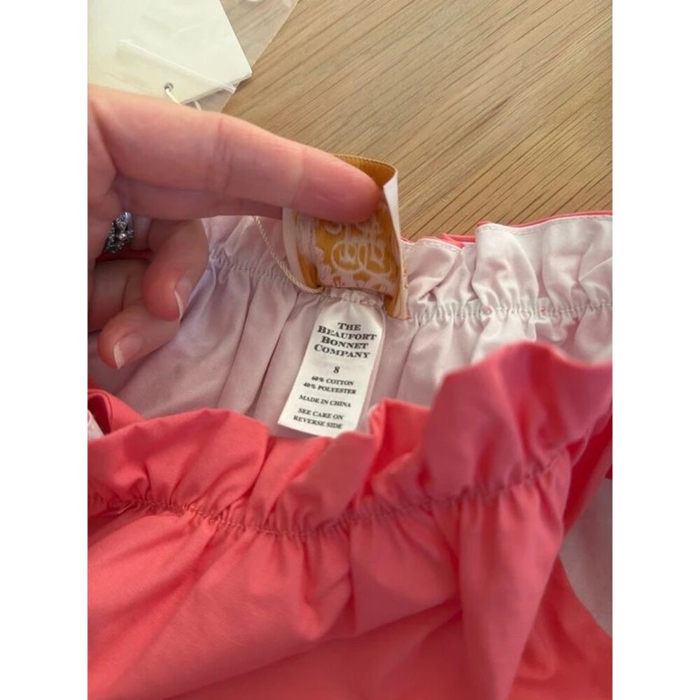 New Beaufort Bonnet Company Maebelle girls coral bow dress size 8 - Picture 7 of 7